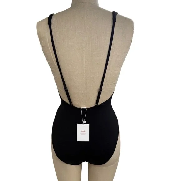 NEW Andie Sardinia One Piece Swimsuit Size M Black Plunge V-Neck Adjustable - Picture 5 of 9